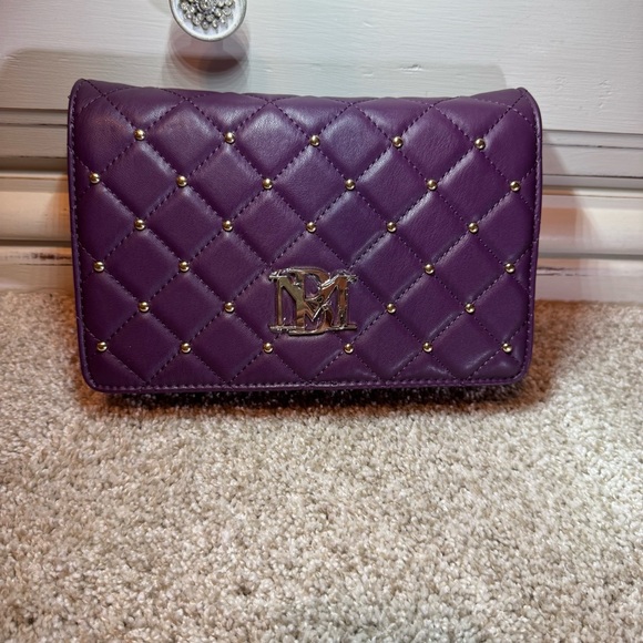 Badgley Mischka Handbags - Badgley Mischka Plum Quilted Crossbody Gold Details & Hardware NWT